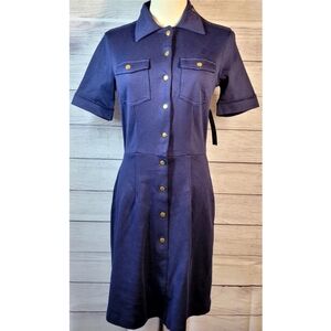 Womens New York & Company Shirt Dress Blue Size XS Snap Down Front Short Sleeves